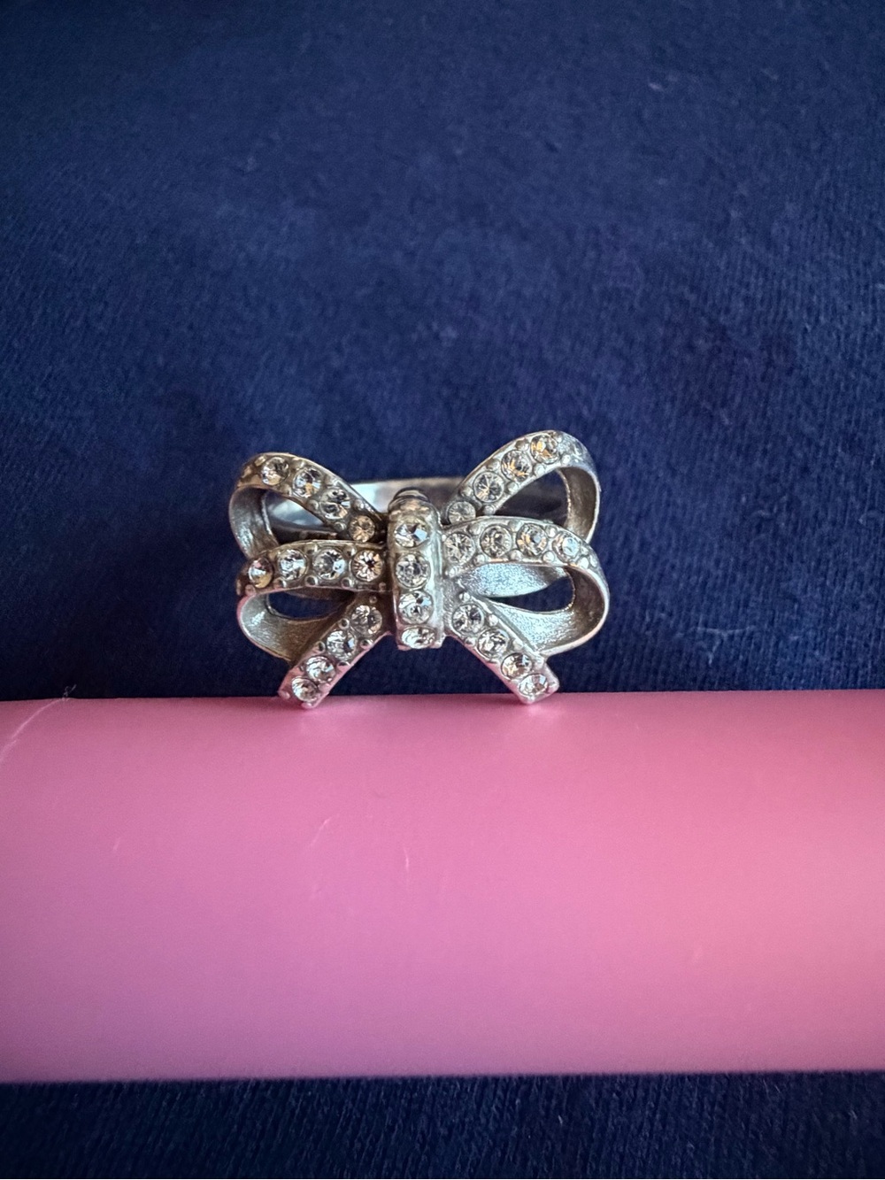 Brighton Crystal Bow Ring - Silver Tone